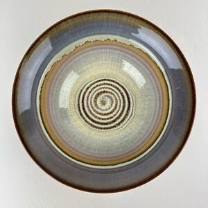 Bill Campbell Art Pottery Spiral Swirl Rose Purple Bowl 9.25" Drip Glaze Signed